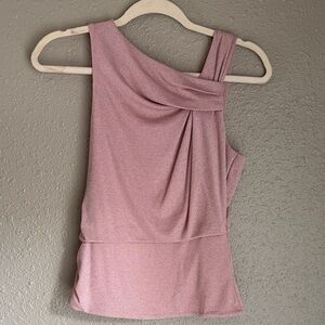 White House Black Market Dusty Rose One-Shoulder Blouse